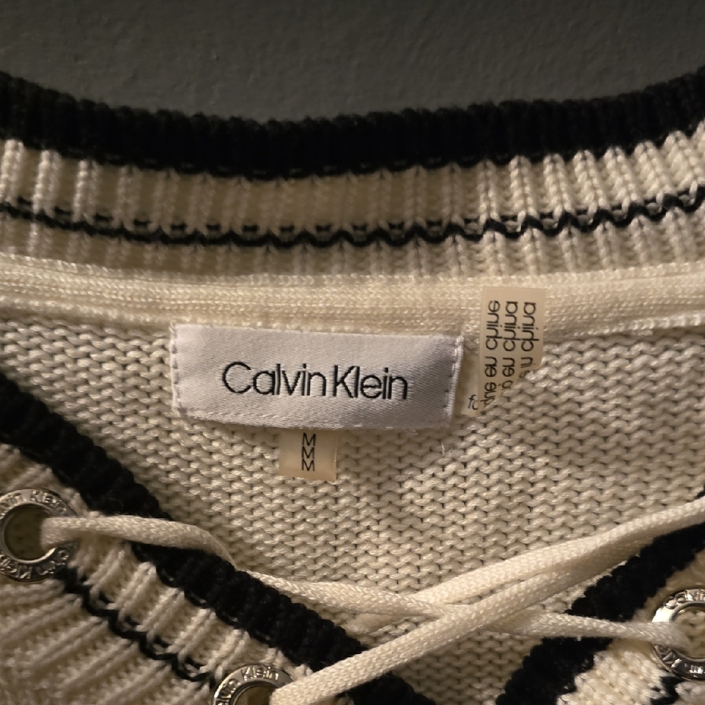 Calvin Klein Cream and Black Knit Top